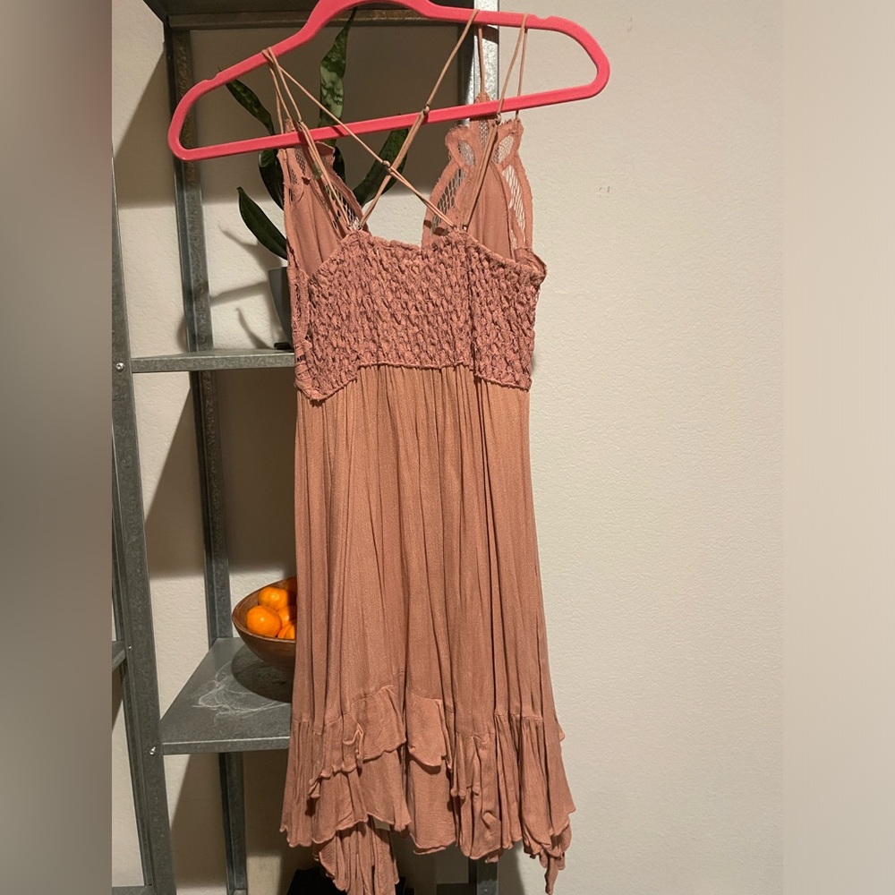 Free People Adela slip mini dress crochet lace light pink - Picture 4 of 5